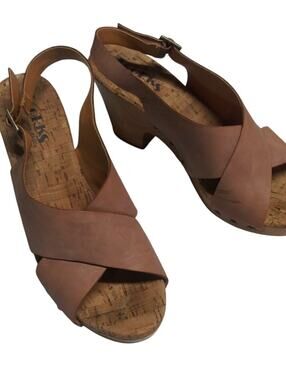 Kork Ease Mauve Studded Wooden Heel Sling Back Heel Size 9